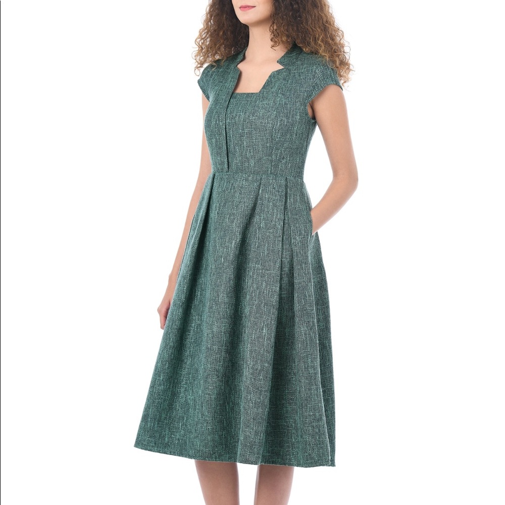 Vintage Inspired Notch Neck Cross Hatch eShakti